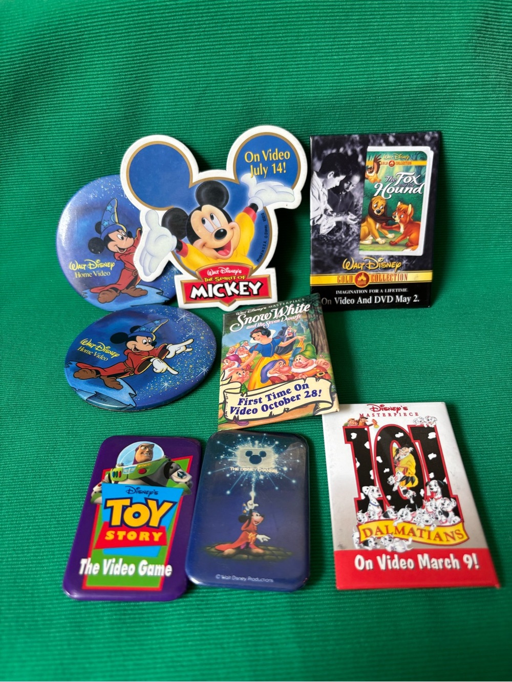 Disney pinback lot Spirit Mickey Toy Story Snow White Fox Hound 101 Dalmatians